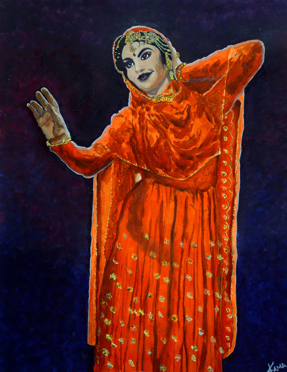 Buy Vyjayanthimala - Charming Classical Dance Handmade Painting by ...