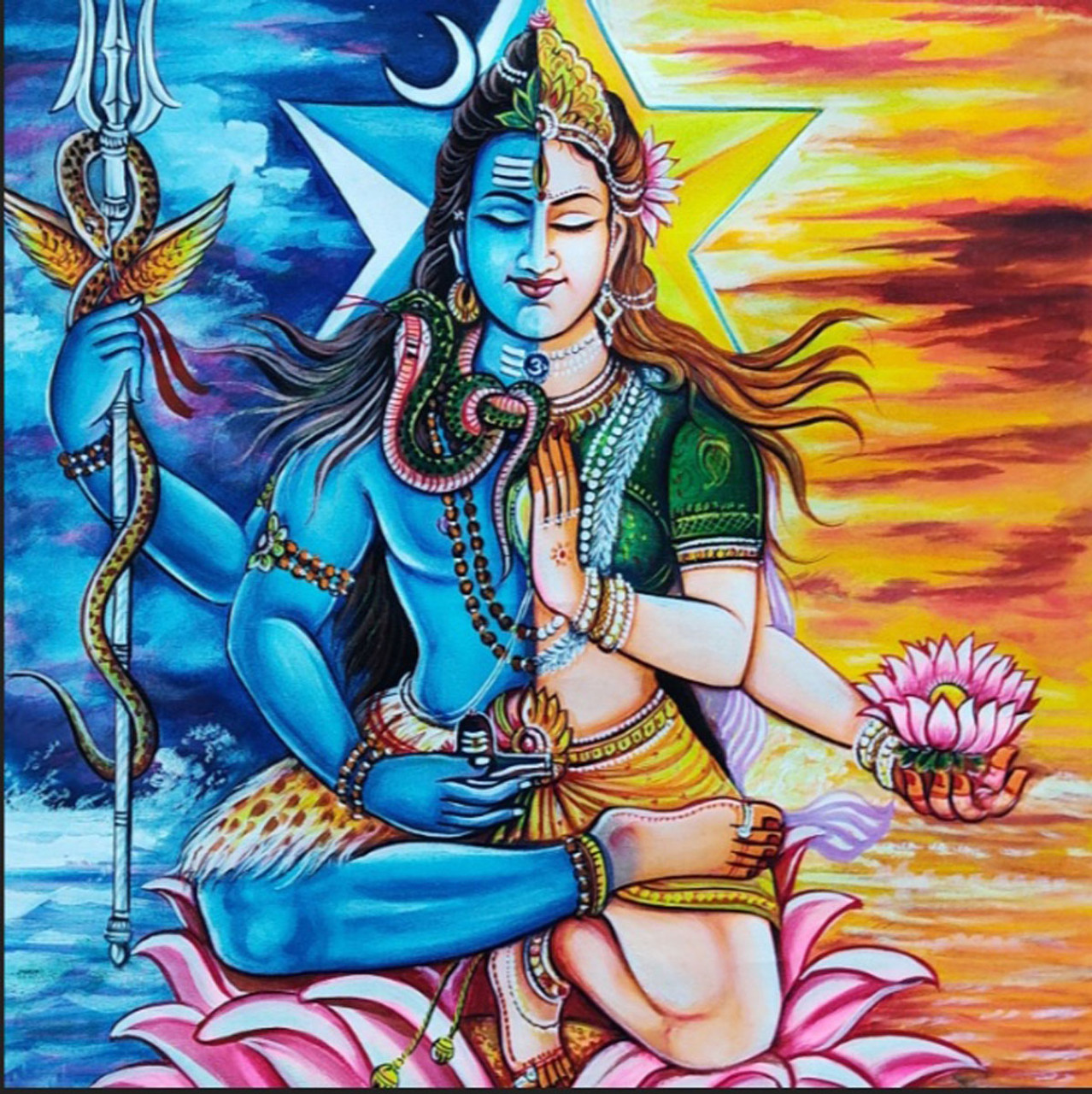 Buy Shiva shakti handmade painting art work Handmade Painting by ...