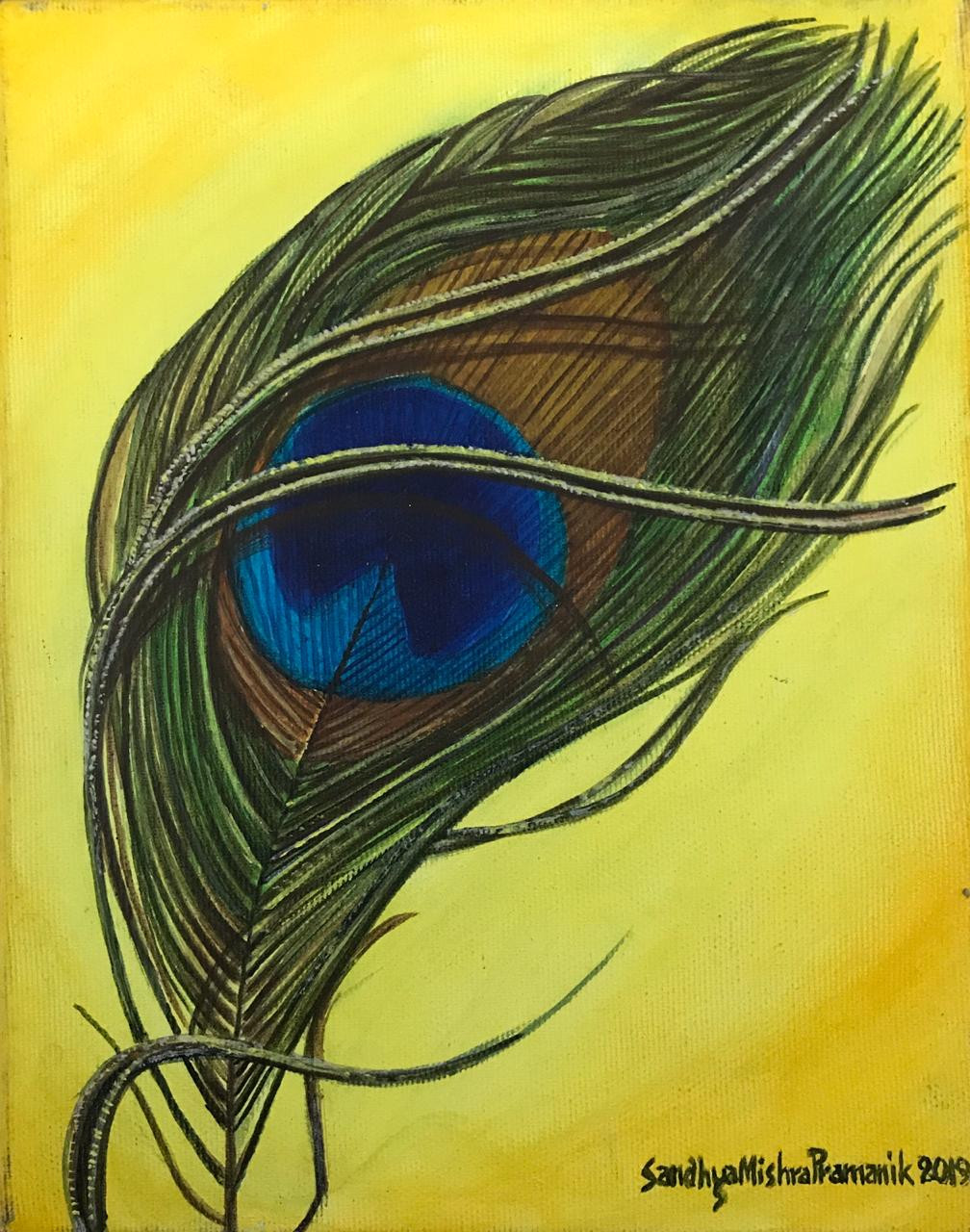 Buy Peacock Feather Handmade Painting by SANDHYAMISHRA PRAMANIK ...