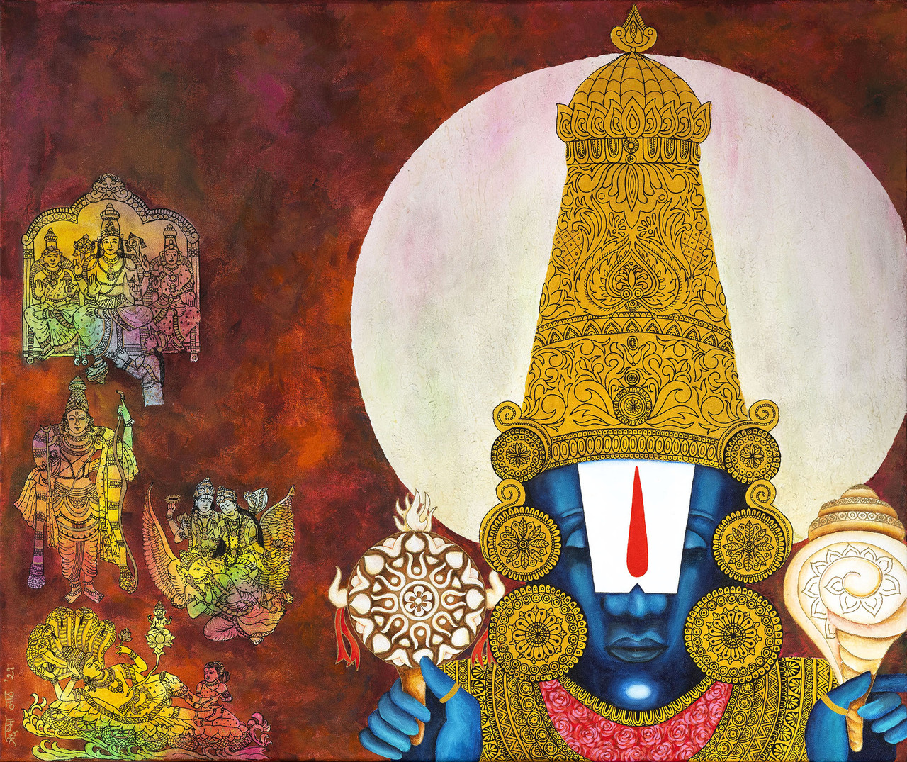 Buy Tirupati Balaji Handmade Painting by RISHMA LATH. CodeART_8468