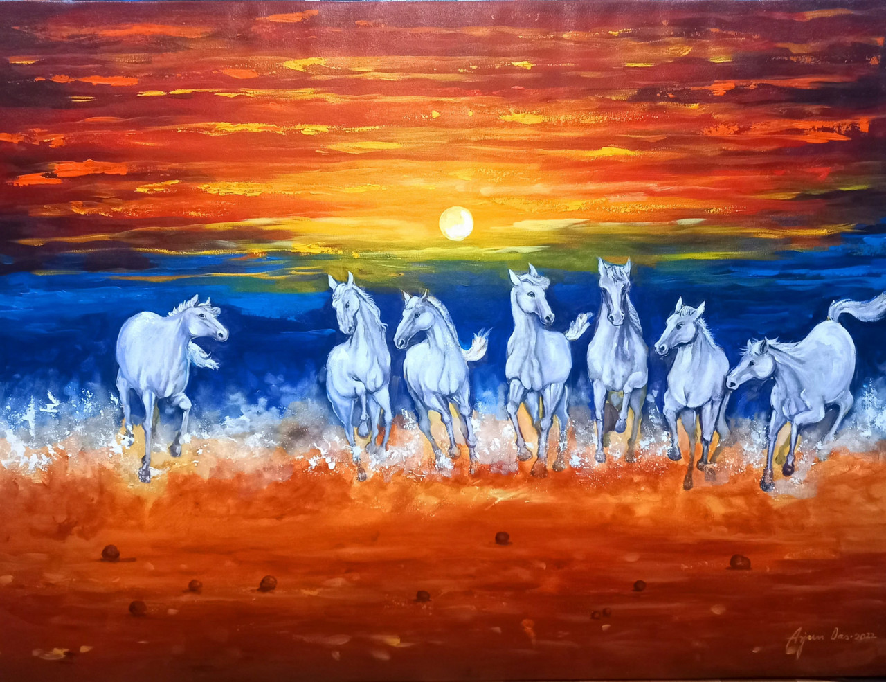 Buy Seven Horse Handmade Painting by ARJUN DAS. Code:ART_82_65238 ...