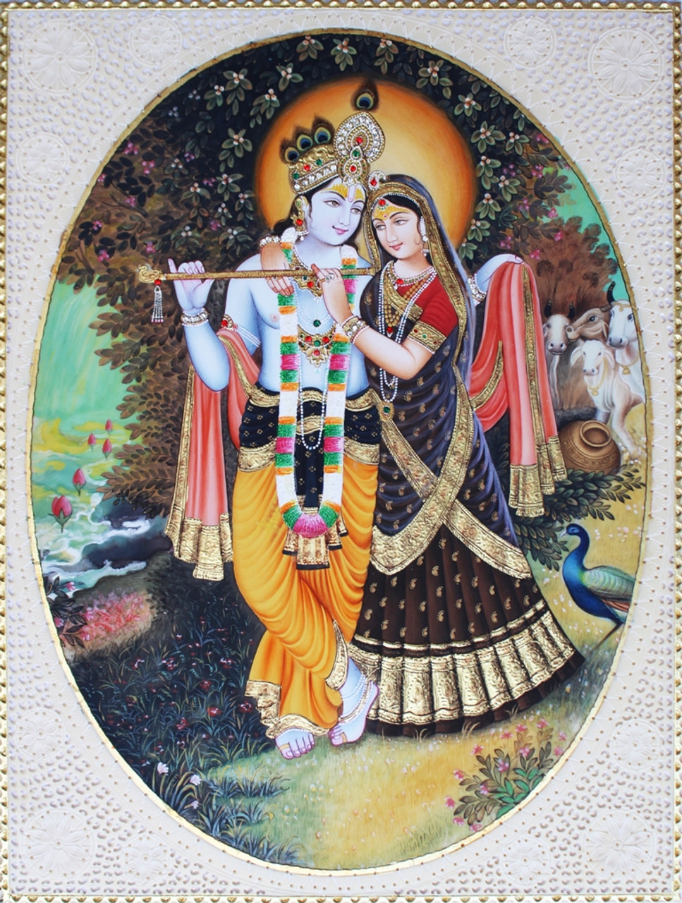Buy Radha Krishna Love Scene Handmade Painting by R K SHARMA. Code ...