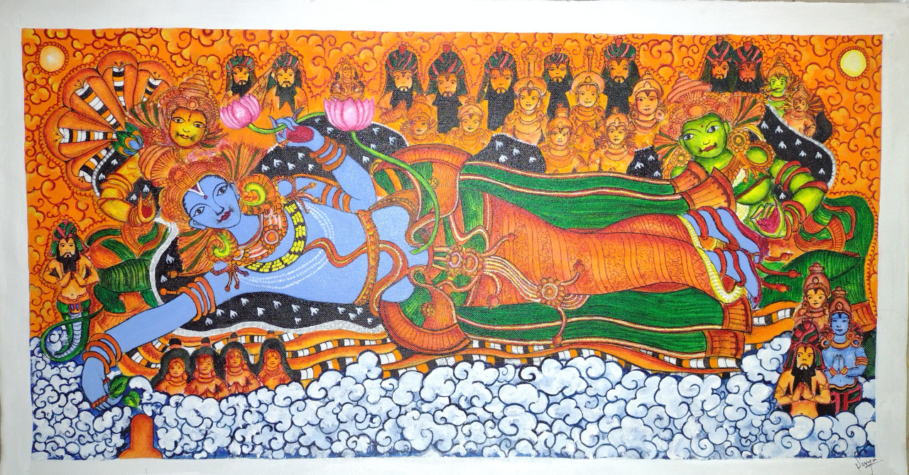 Buy NARAYANA MURAL PAINTING Handmade Painting by SURYA PRATAP ...