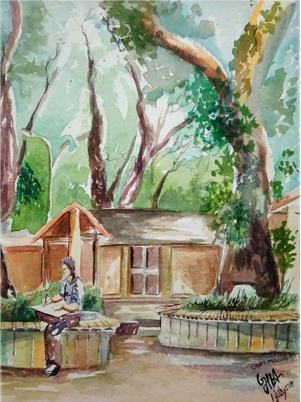 Buy Handmade watercolor painting/ Craft museum delhi/ 11√ó16 inch ...