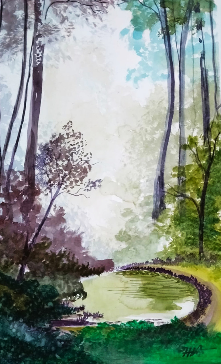 Buy Handmade watercolor painting/ Forest/ 16√ó23 inch Handmade ...