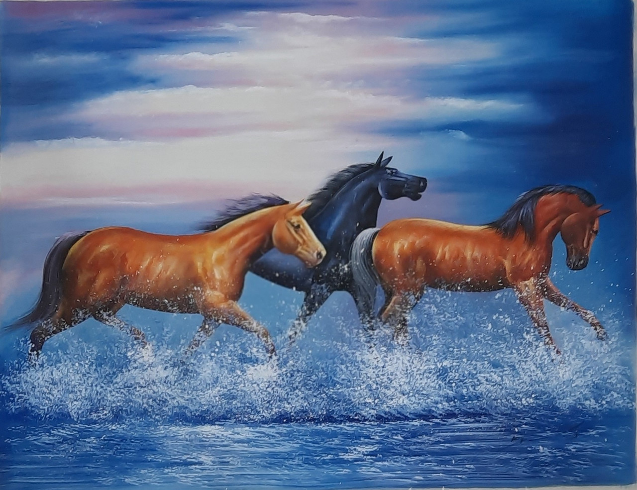 Buy Running Horse Painting Handmade Painting by DHOLAMARU ART ...