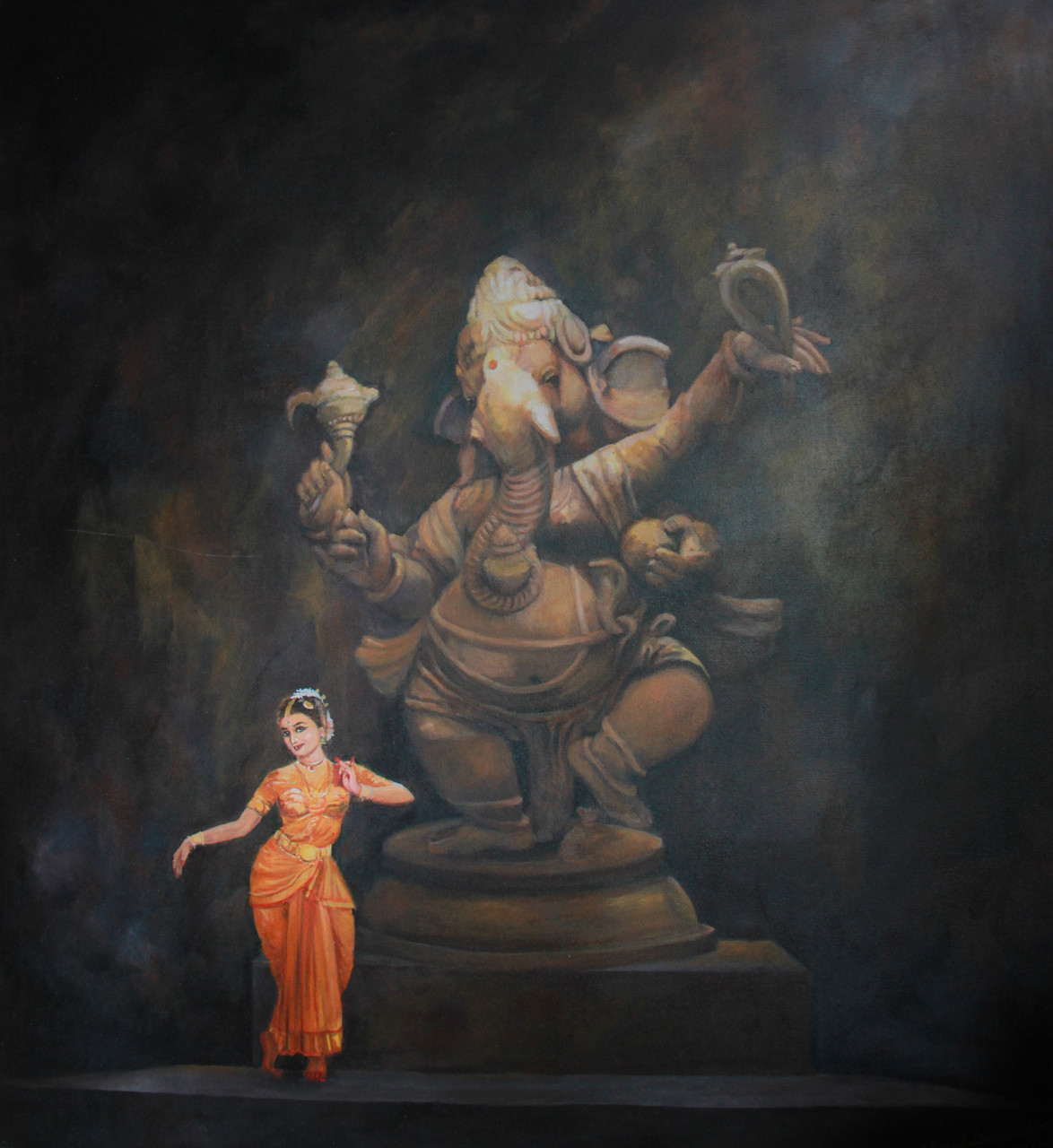 Buy Ganeshvandana Kuchipudi Dance Handmade Painting by VISHAL ...