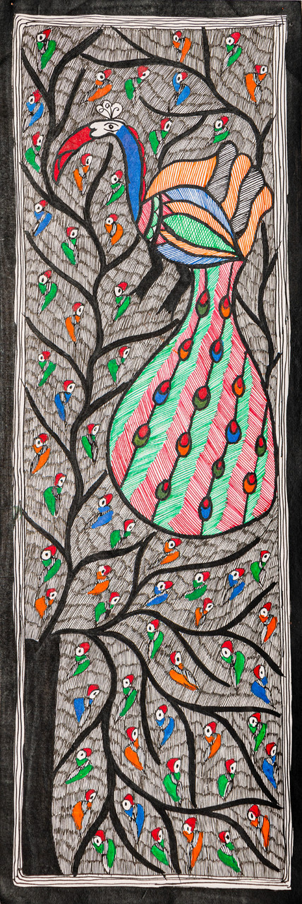 Buy Madhubani Birds on Tree Handmade Painting by COMMUNITY ARTISTS ...