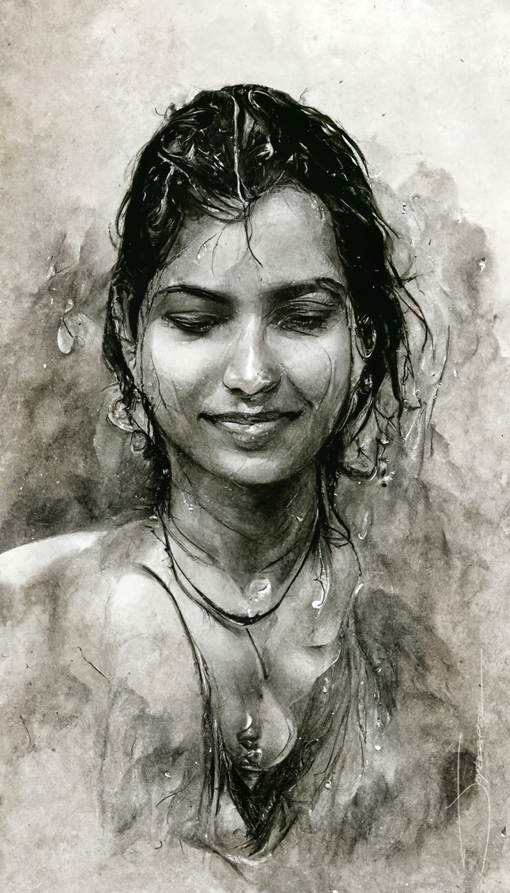 pencil sketch of a indian girl face