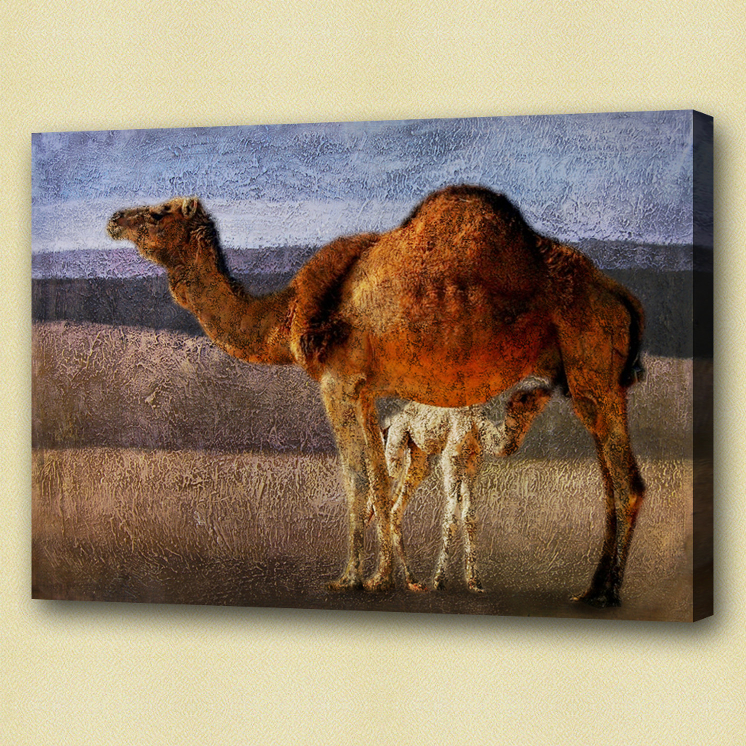 Camel Art Mother And Child Handpainted Art Painting 40in X 30in