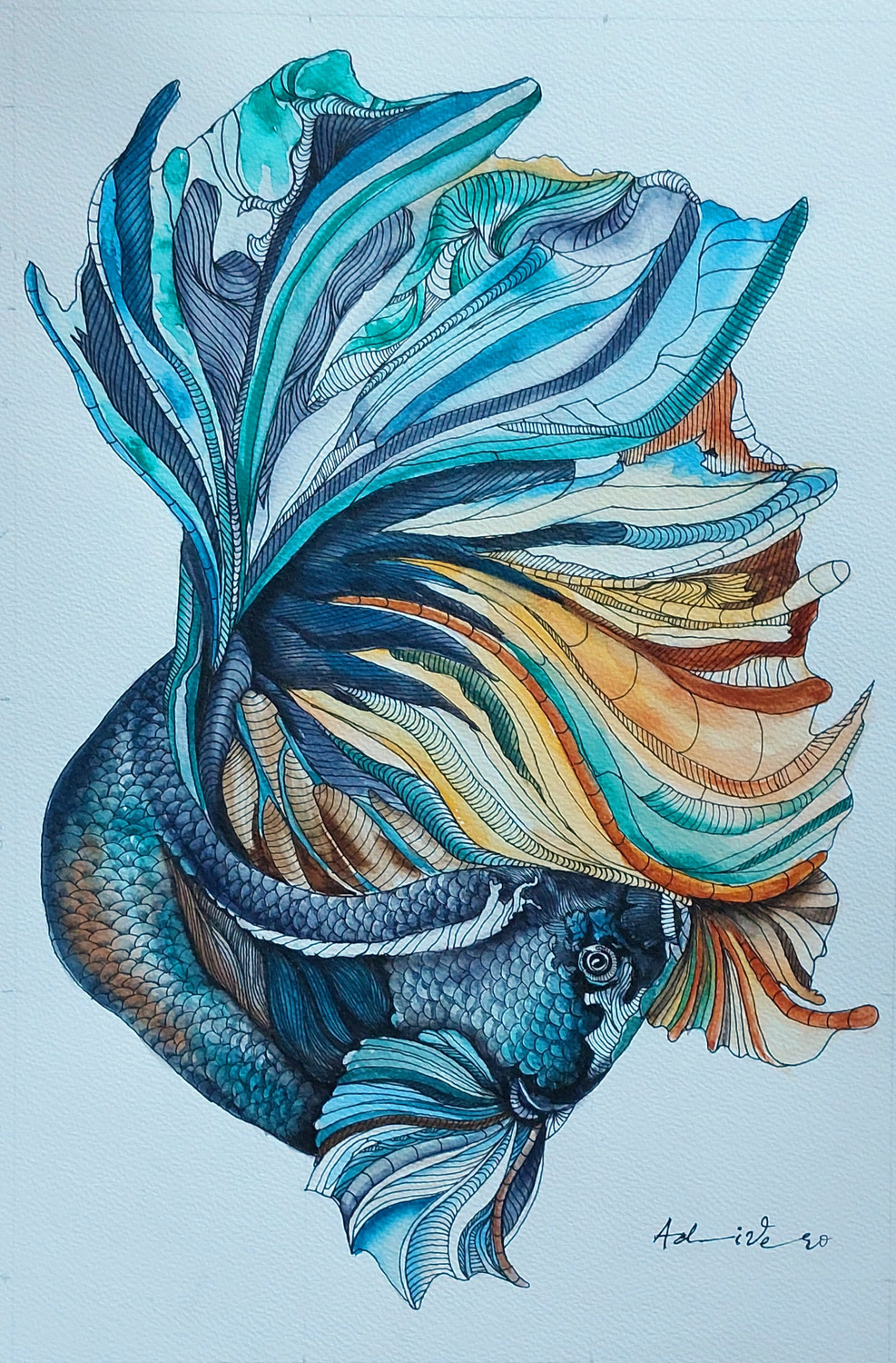 Buy Betta Fish 2 Handmade Painting by VERONIKA ZUTSHI. Code:ART_8983_75187  - Paintings for Sale online in India.
