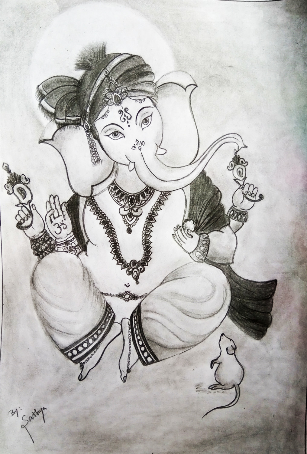 Buy Bal Ganesha Handmade Painting by AYESHA JILKAR. Code:ART_7243_49634 -  Paintings for Sale online in India.