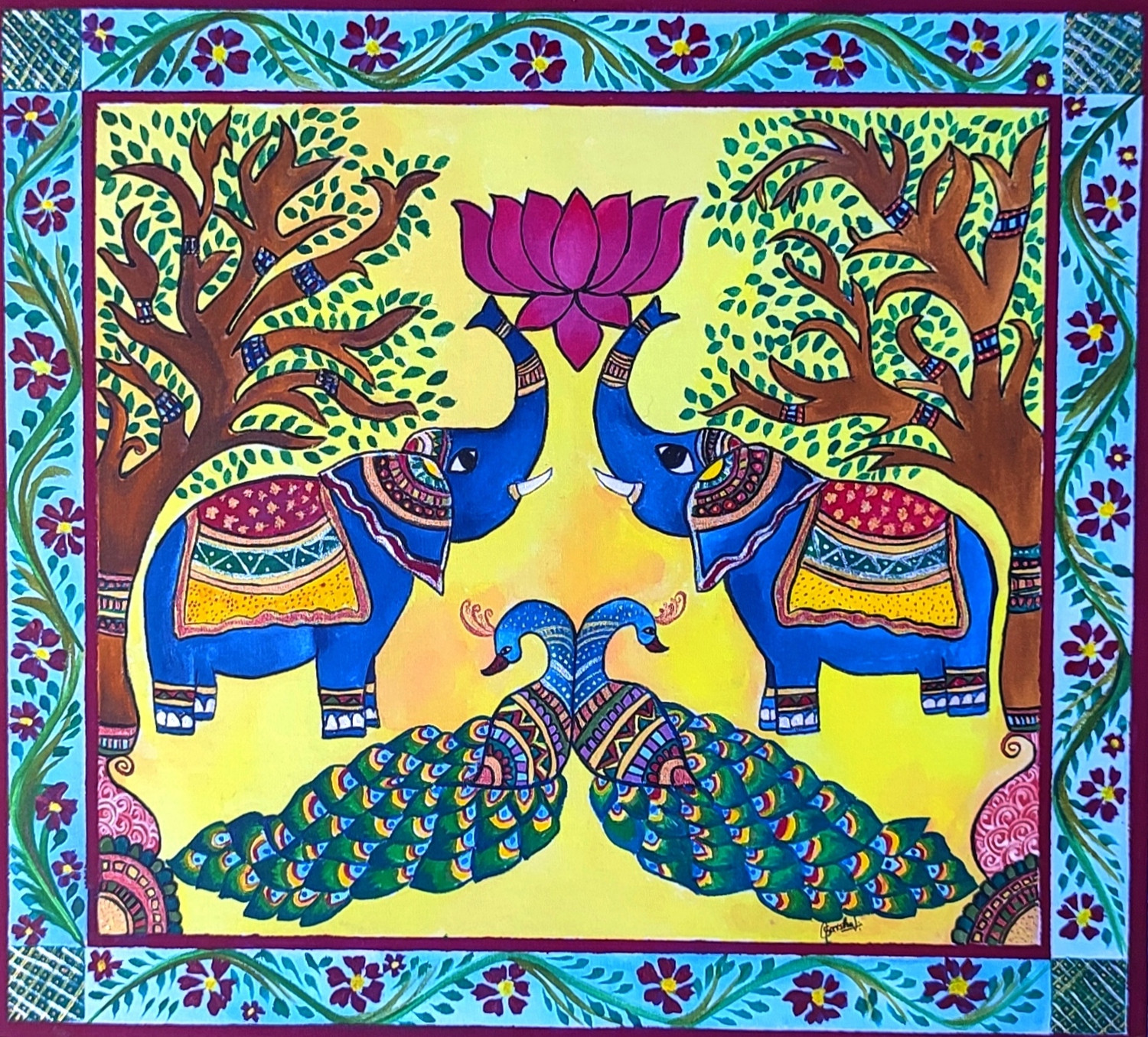Buy Beautiful Madhubani Elephant - Indian Traditional Art - Madhubani ...