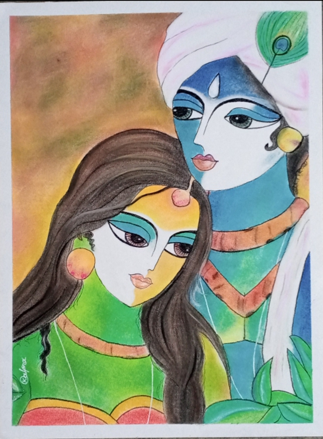 Radha Krishna, Mandala Art, 21 x 30cm -Komal Walimbe - International Indian  Folk Art Gallery