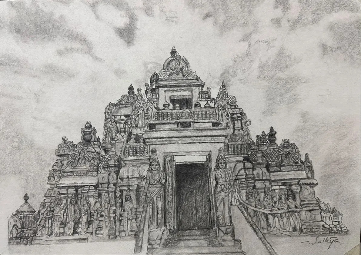 indian temple drawing