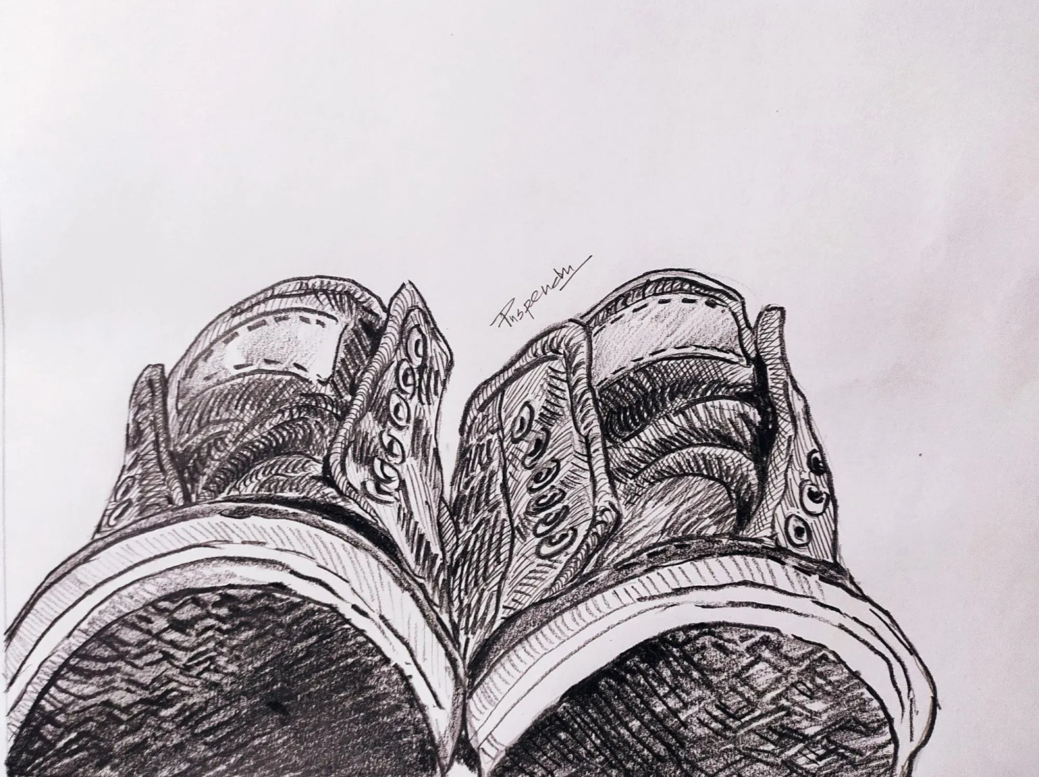 Still Life Monochrome Sketch Of Shoes Minimal Canvas Art Print