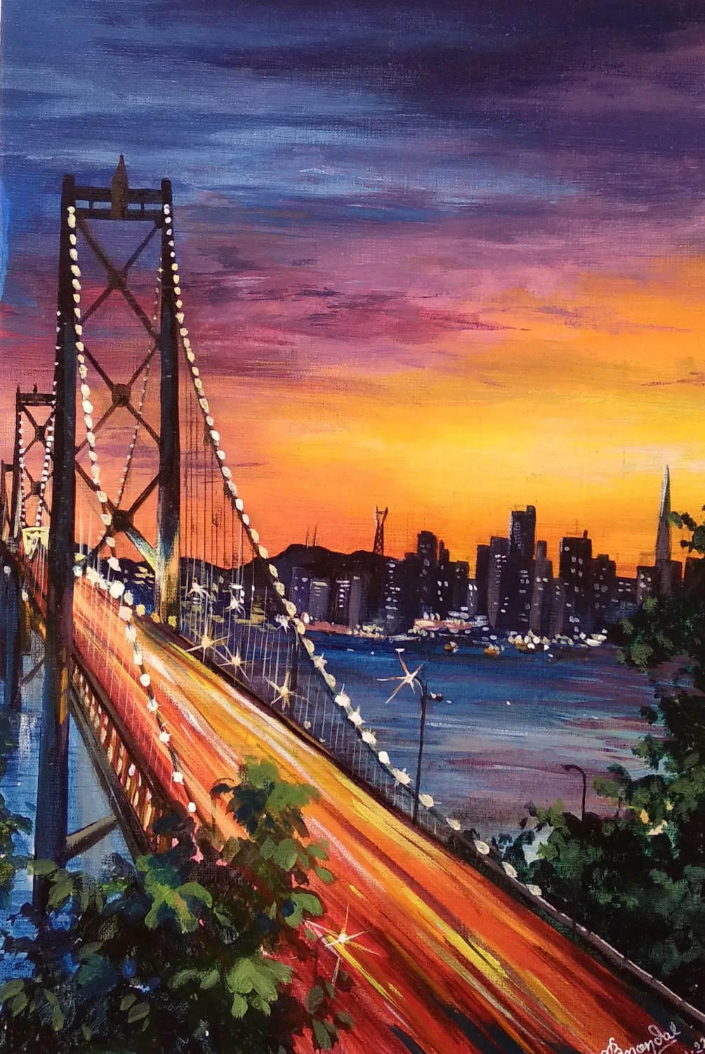 Buy The City Lights - Urban Impressionism Painting Online | Fizdi