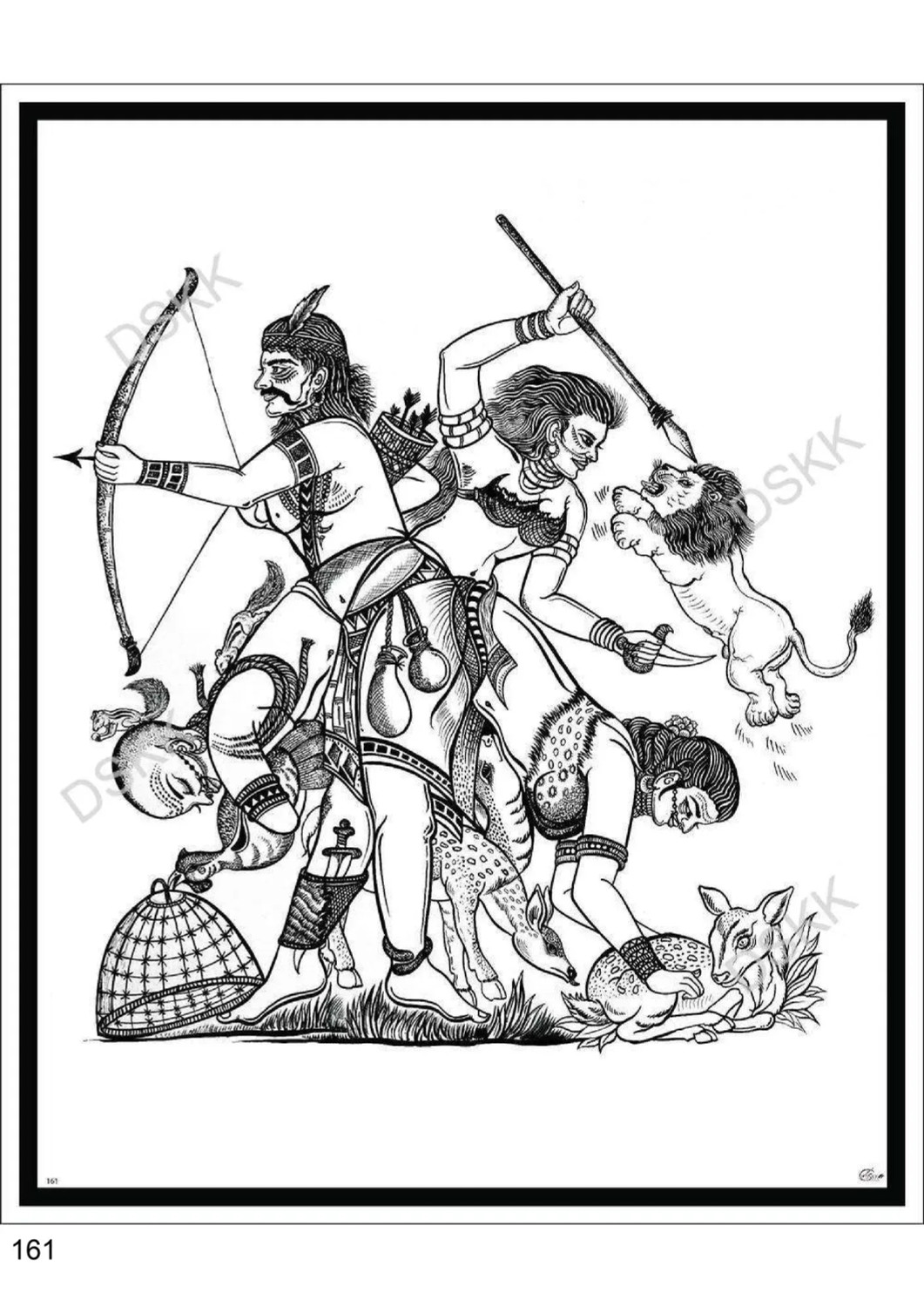 Buy Hunting - Tribal Ink Art Painting Online | Fizdi