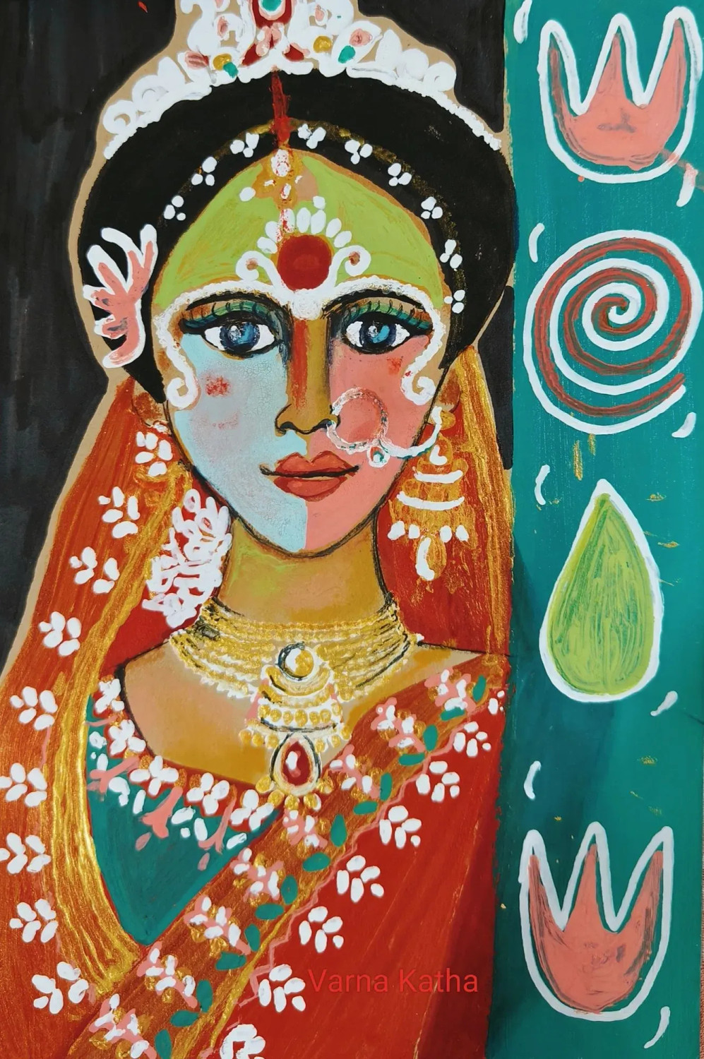 Buy Bengali Bride Folk, Traditional, Vibrant Painting Online Fizdi