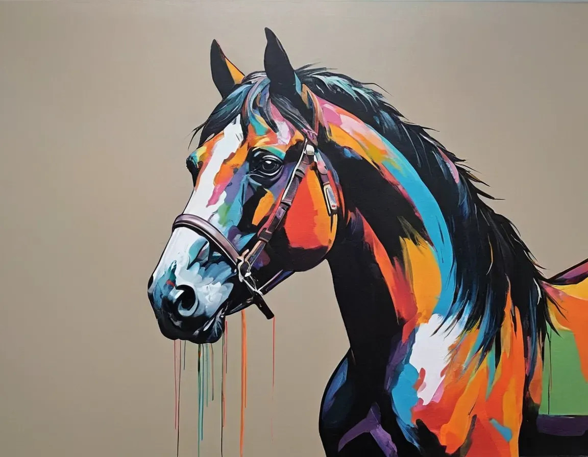HORSE 油絵アート Buy Horse Painting Vastu- Abstract Horse Art - Abstract, Modern