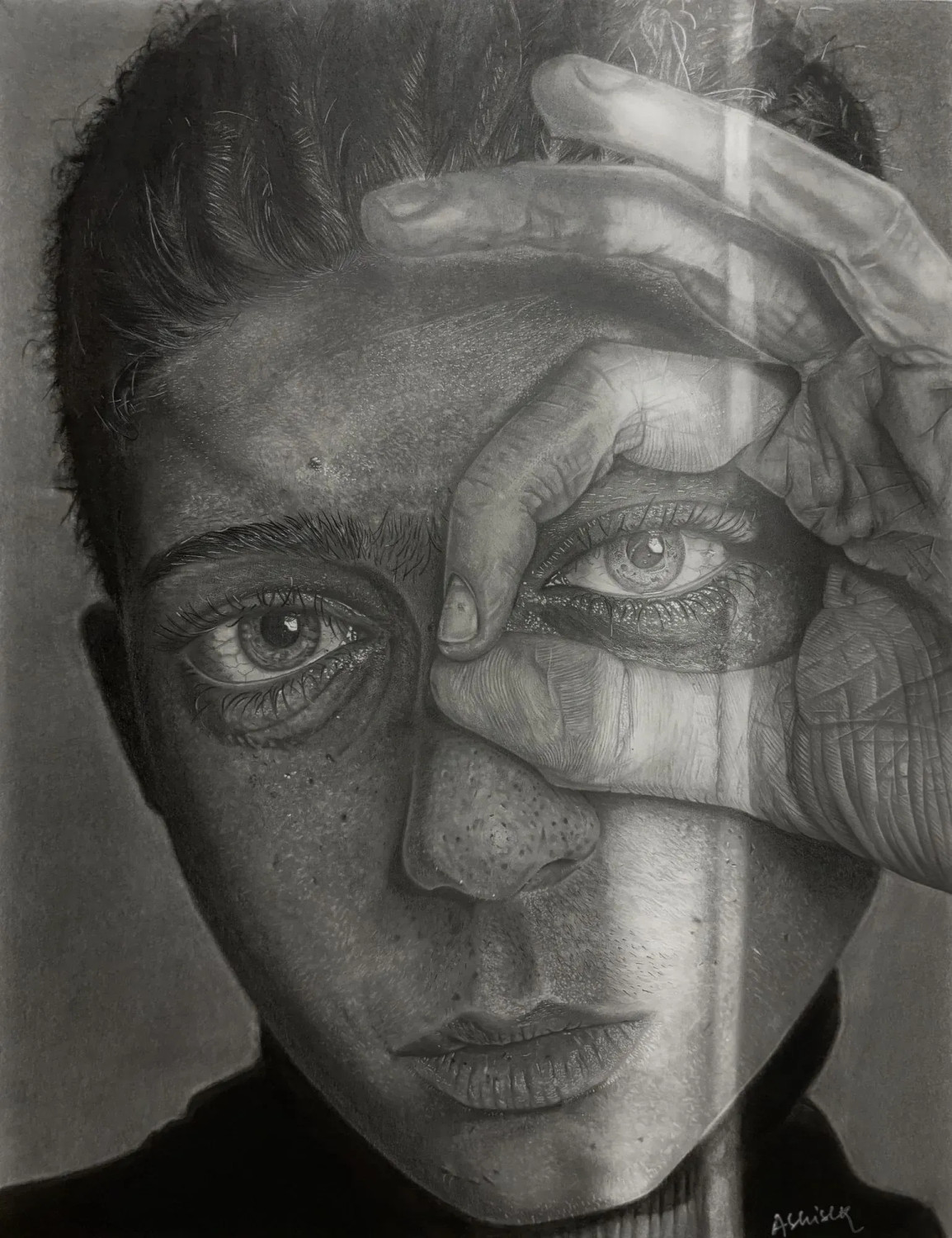 Buy The Black Boy - Realistic, Monochrome, Portrait Painting