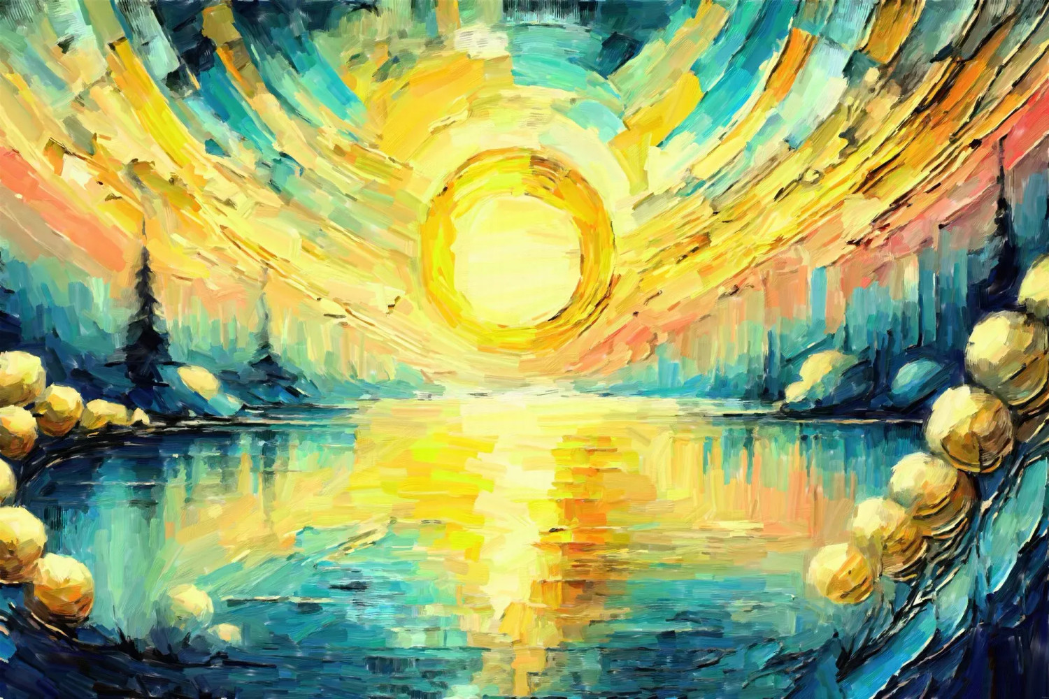Buy Dawn's Mirror: A Peaceful Sunrise In Abstract Colors And