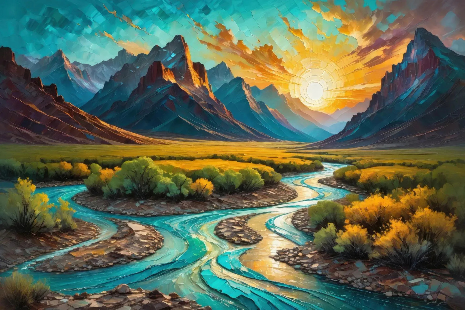 絵画 valley Buy Enchanted Valley At Sunset 12 - Contemporary Landscape