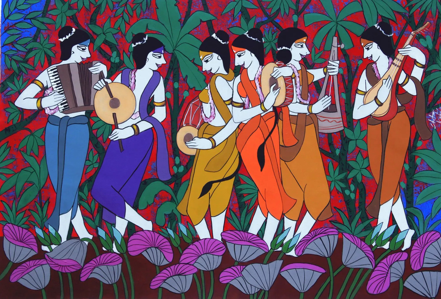 アート・デザイン・音楽 Styles of Living by Isa Vercelloni Buy Tune - Folk Art Vivid Painting Online | Fizdi