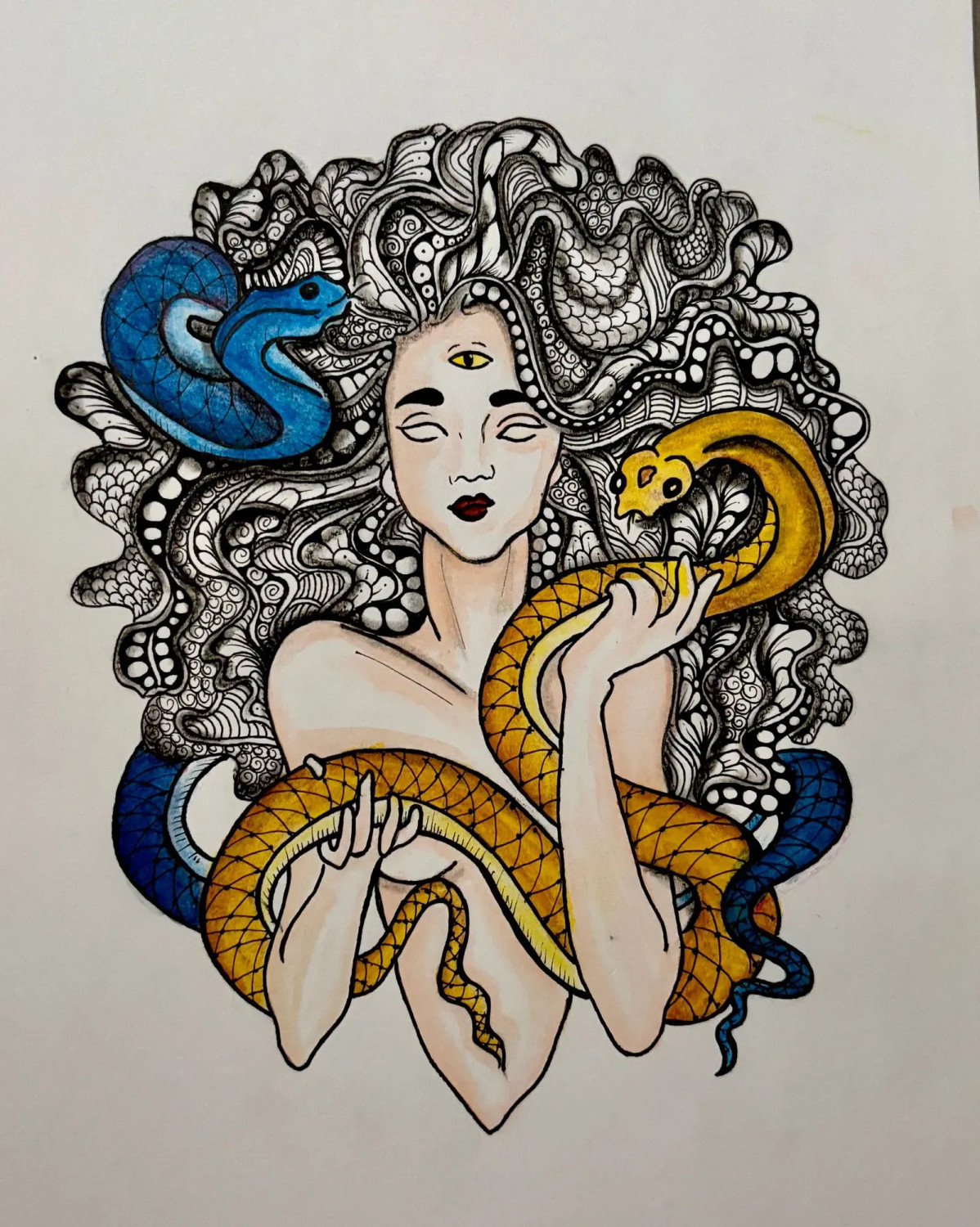 Mandela Drawing Art Medusa Mandala Drawing Mystical Medusa Mandala