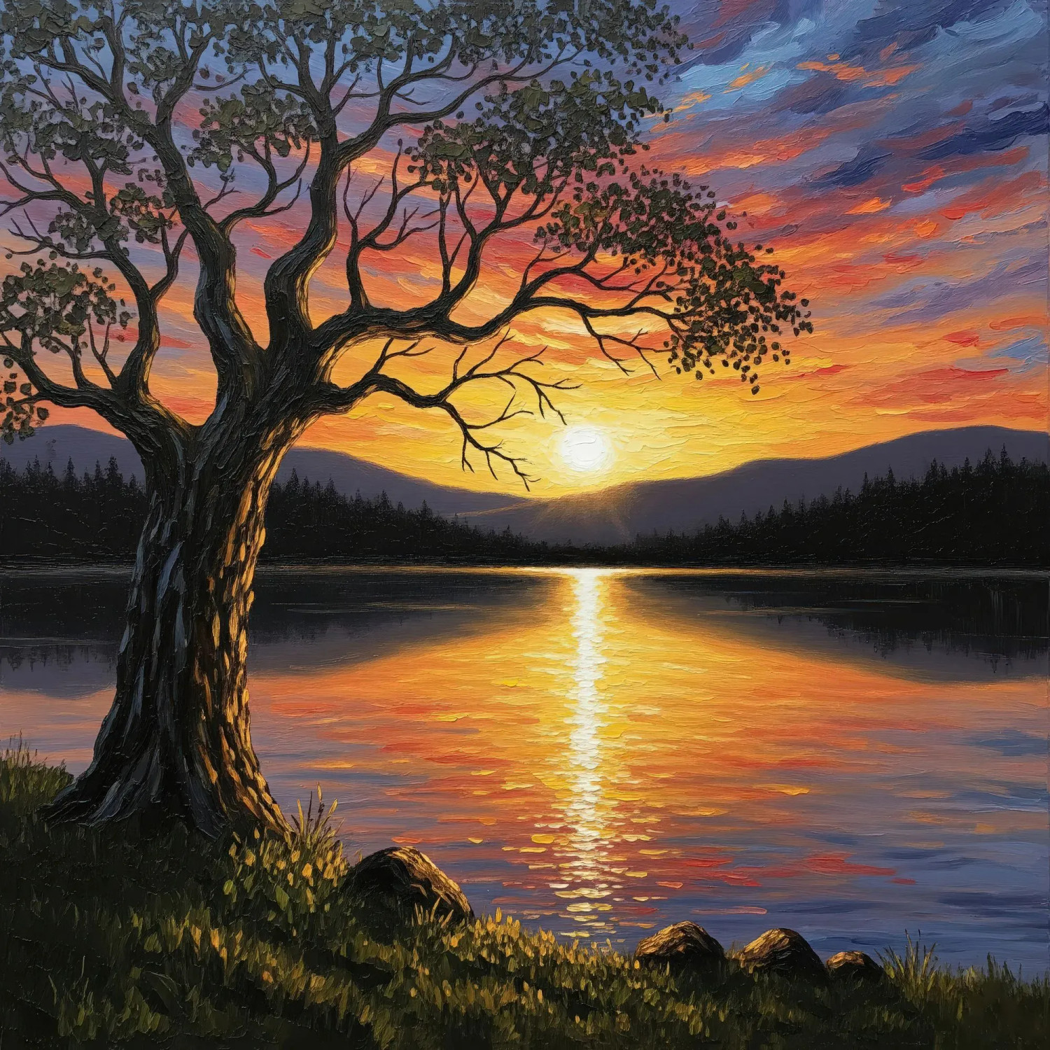 Buy Silent Evening Glow - Impressionist Landscape Painting Online