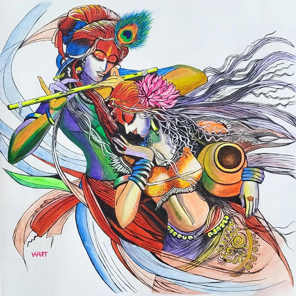 Buy Radha Krishna Leela - Vibrant, Traditional, Spiritual Painting