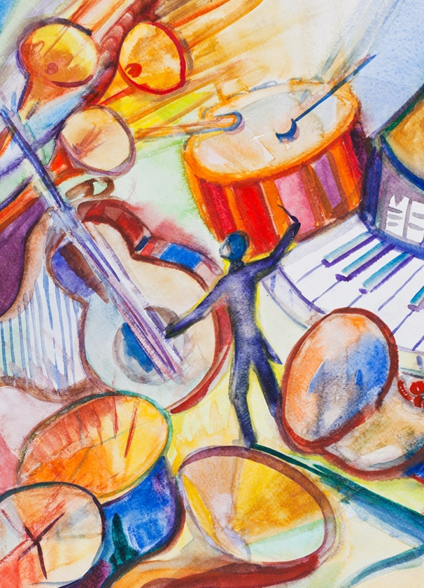 アート・デザイン・音楽 Styles of Living by Isa Vercelloni Buy The Melody World - Abstract, Expressionist, Vibrant Painting