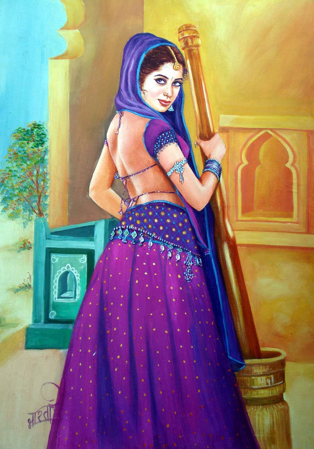 Buy Village Girl Handmade Painting by UMESH BHARTI. Code:ART_4397_39348 -  Paintings for Sale online in India.