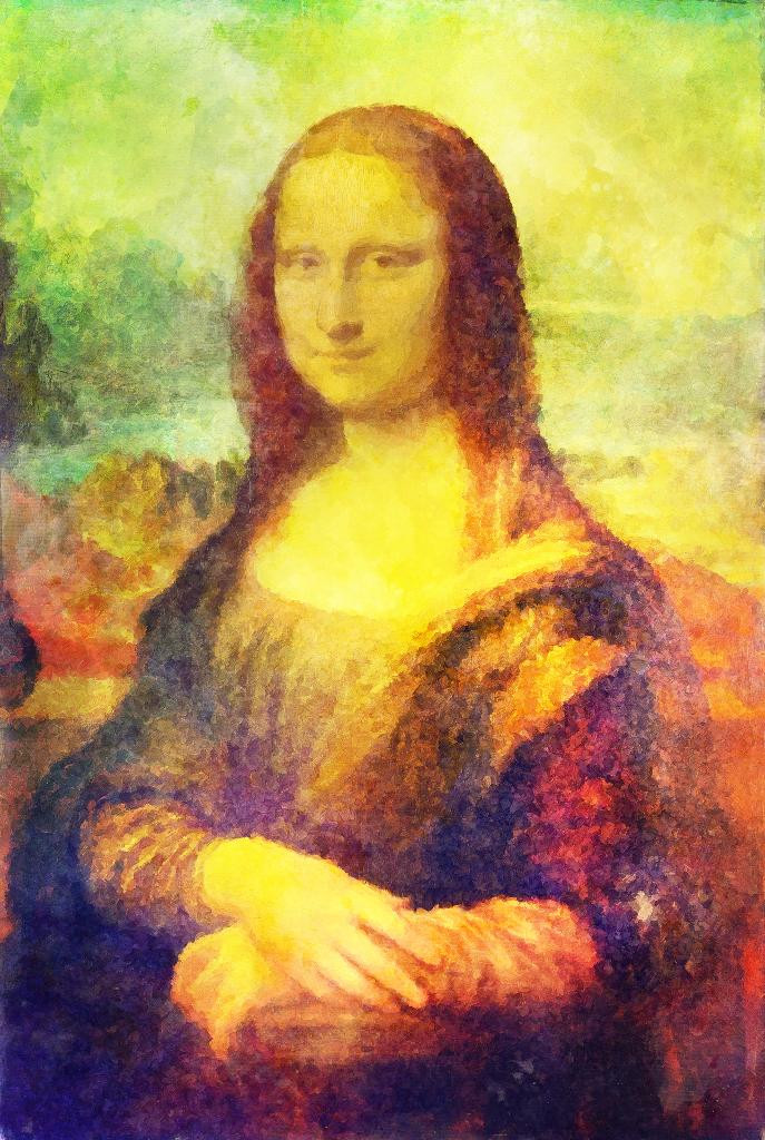 mona lisa drawing with colour