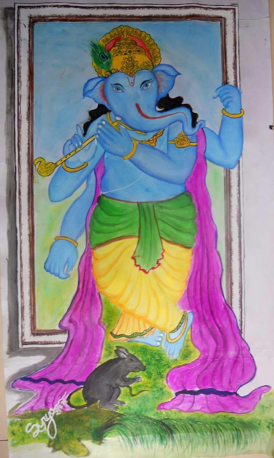 Download Ganesh Ji HD Beautiful Drawing Wallpaper | Wallpapers.com