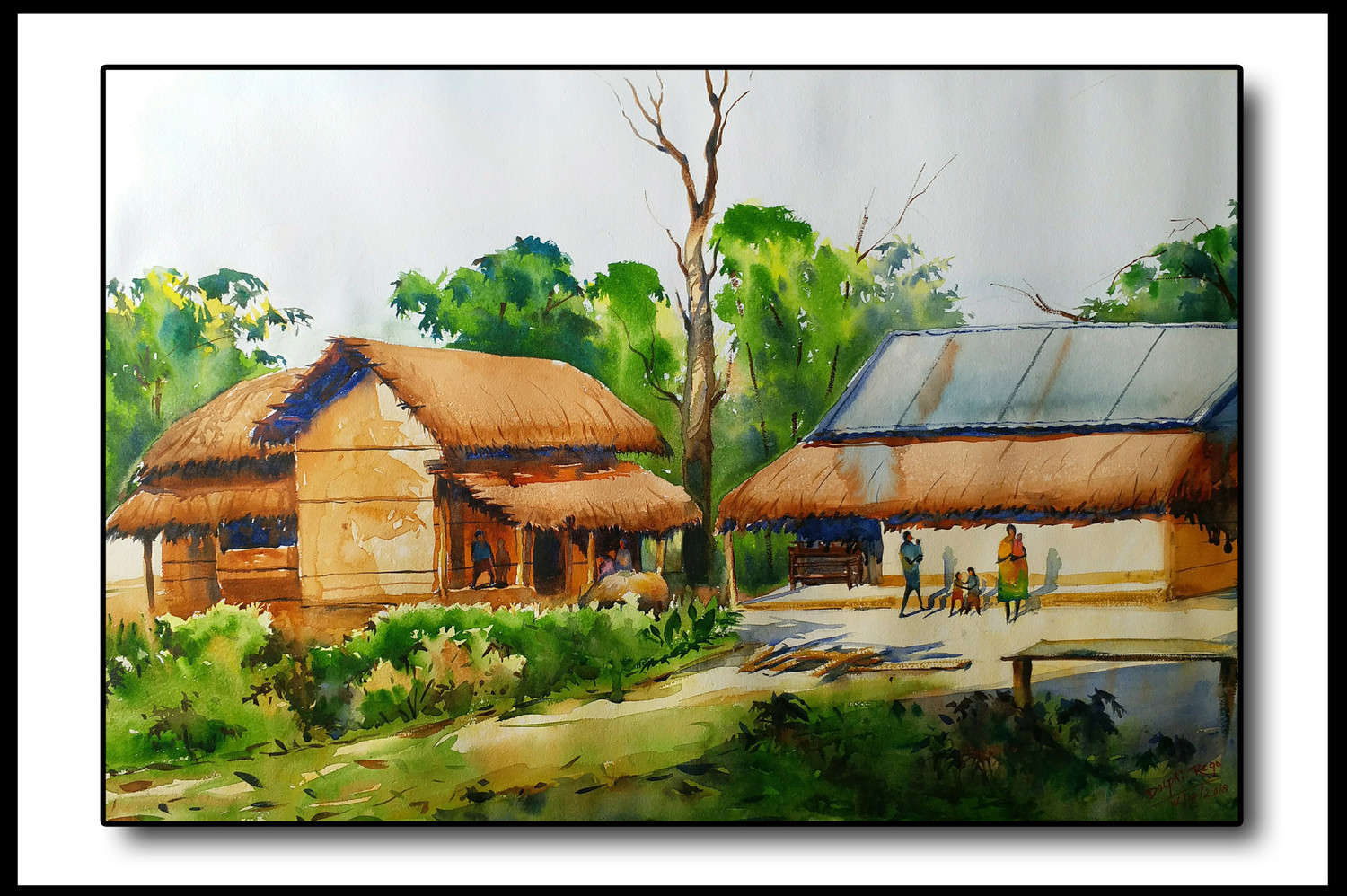 Beautiful Indian Village Painting – Craftmade by Pooja Lokhande