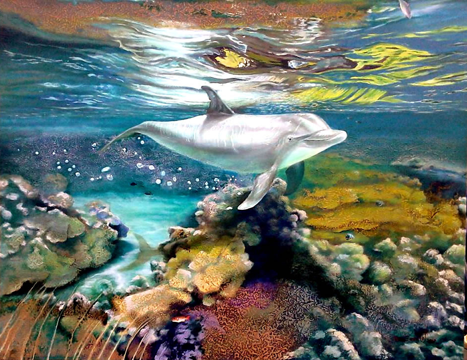 Buy Silver Dolphin By Raul Basurto - Realism, Nature, Aquatic