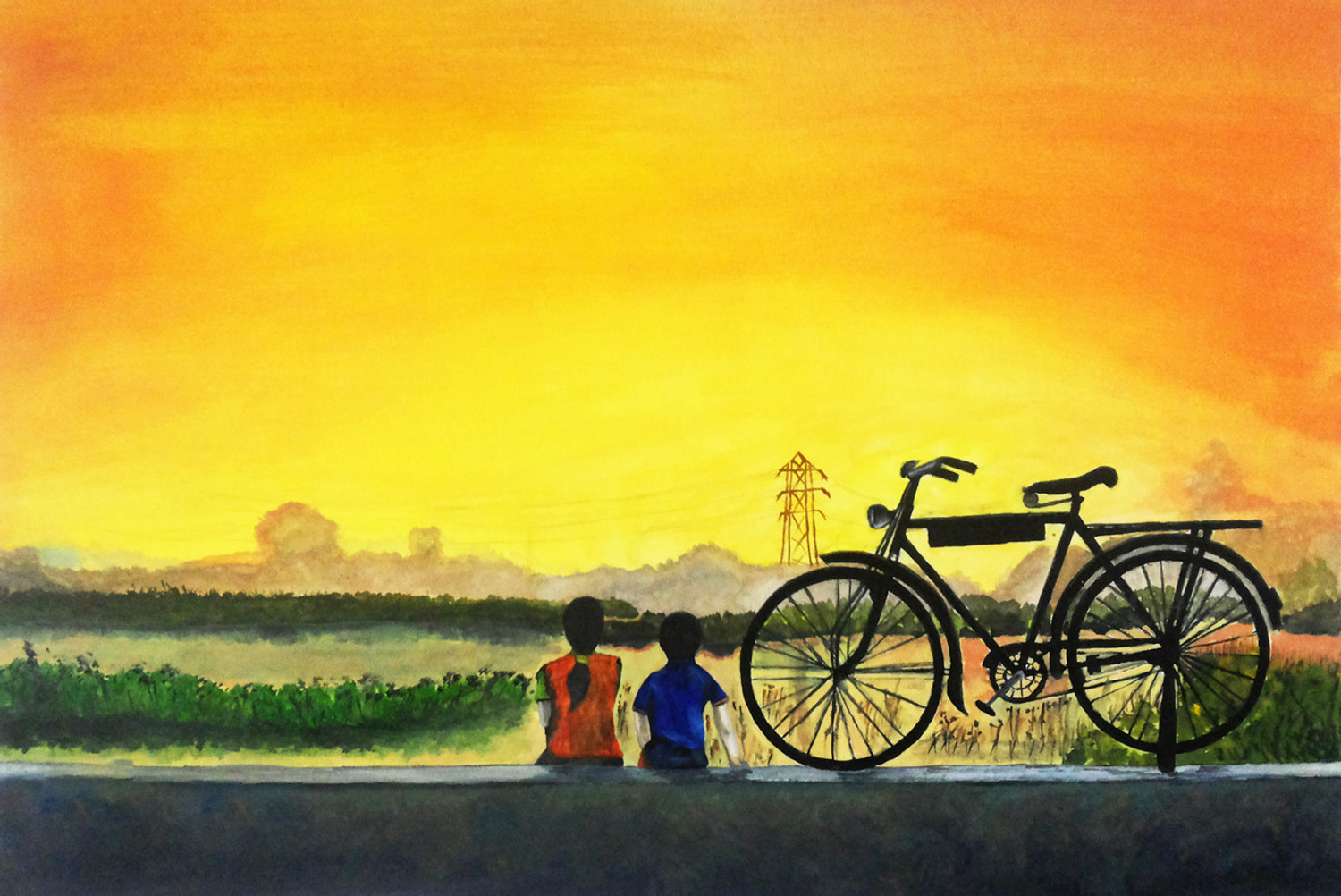 Oil Canvas Wooden Frame Train Drawing Scenery Painting, Size: 18x25inch at  Rs 8000 in New Delhi