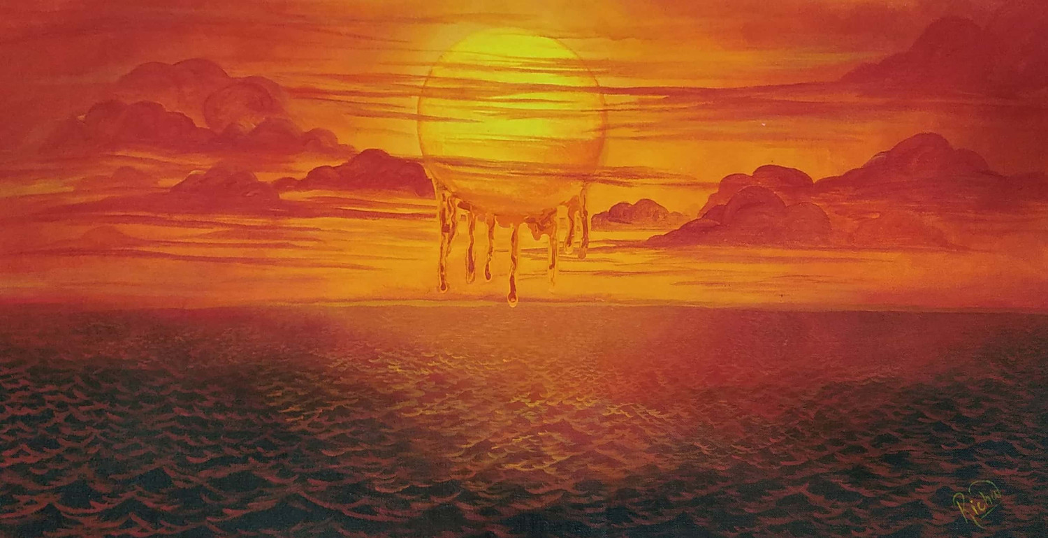 Buy Melting Sun - Surreal, Warm, Abstract Painting Online | Fizdi