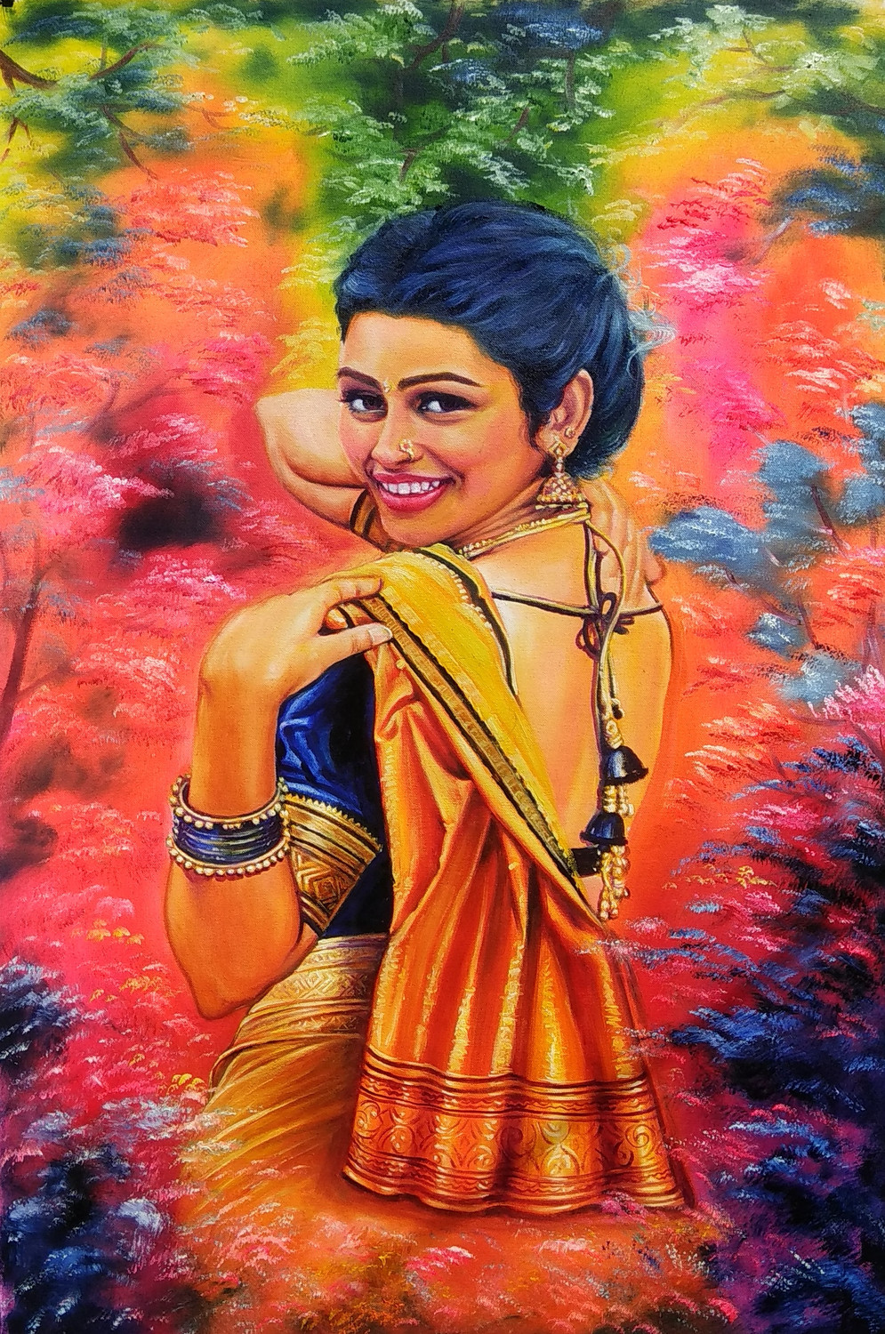 Buy Village Girl Handmade Painting by UMESH BHARTI. Code:ART_4397_39348 -  Paintings for Sale online in India.