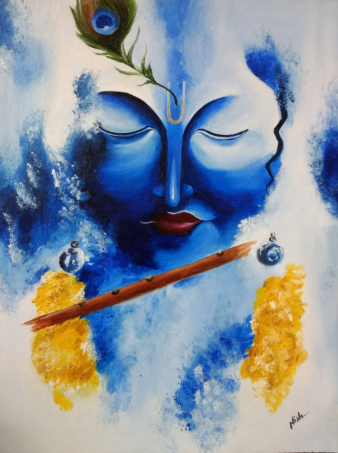 oil paint krishna drawing