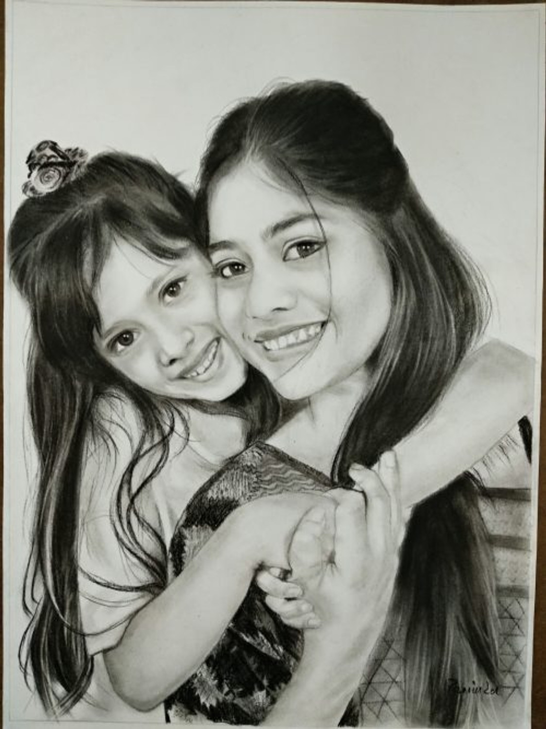 Demelza and Bertie - charcoal portrait sketches for charity - Tamsin Dearing