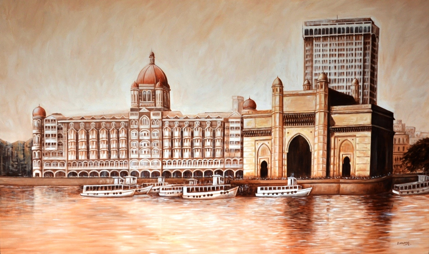 Mumbai Cityscape Watercolor Painting Gateway of India Travel Art Gallery  Wall Art Bombay Waterfront Living Room Art Home Decor Wall Art Gift - Etsy