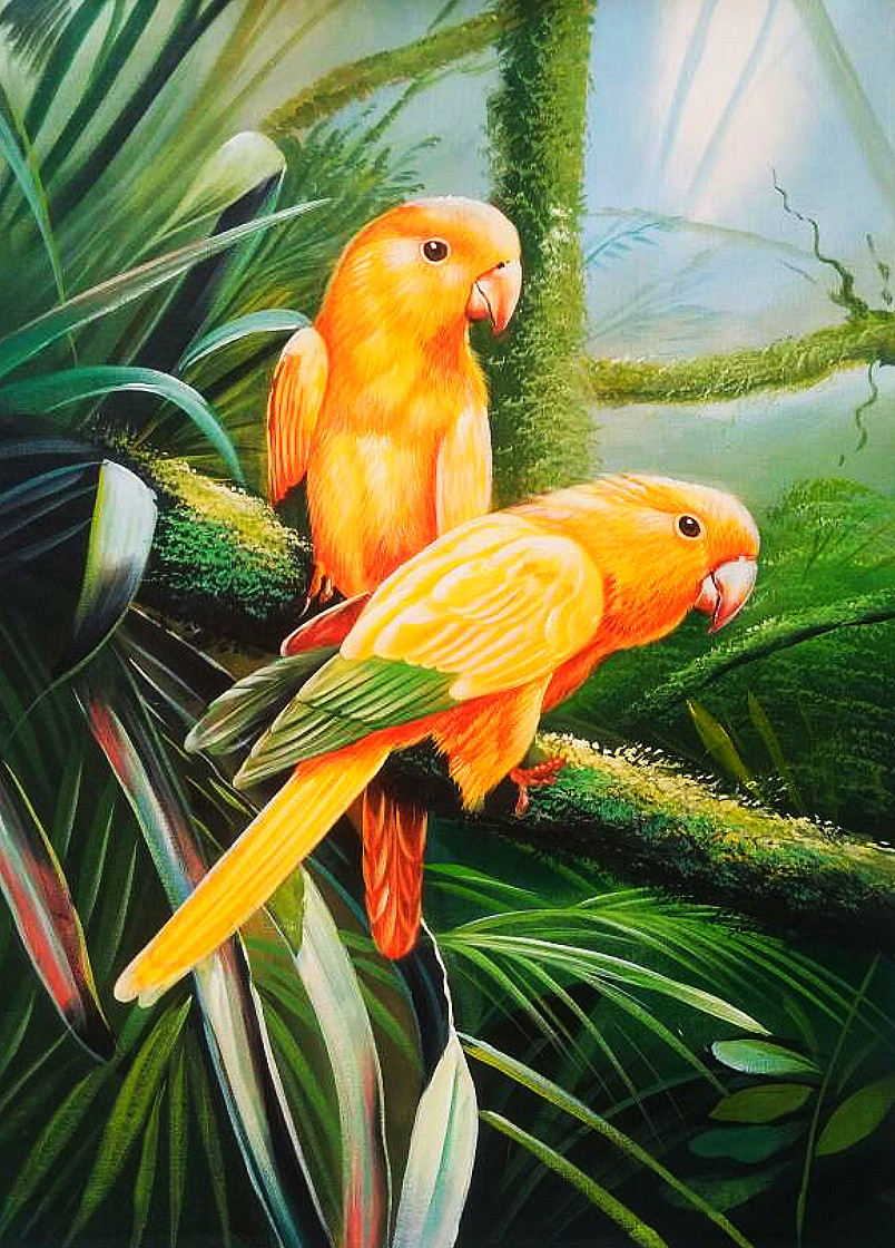 Buy Parrots Painting - Realism, Nature, Wildlife Painting Online