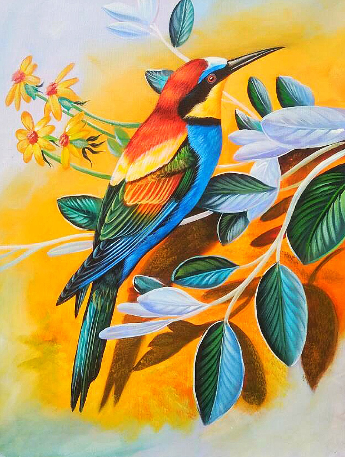 Buy Birds painting Handmade Painting by KULDEEP SINGH. Code