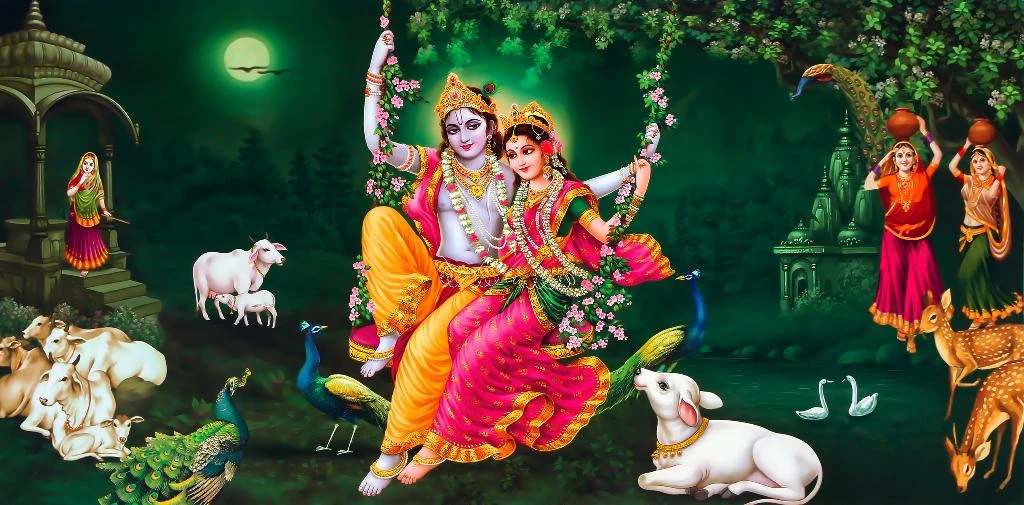 radha krishna nature wallpaper