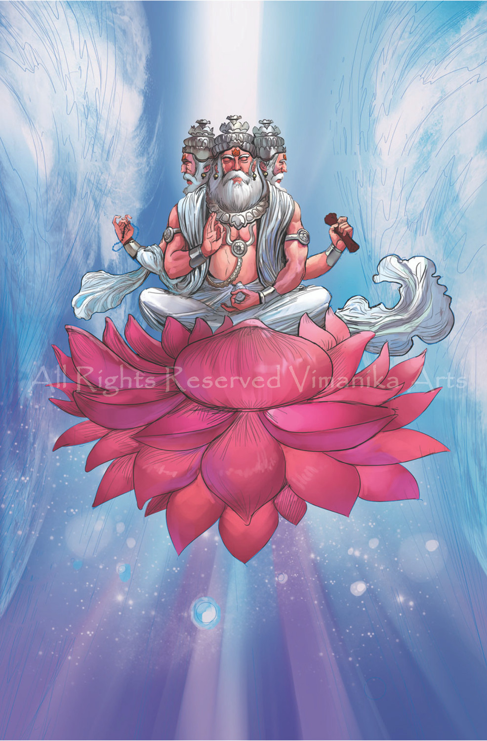 絵画ART イラスト　BRAHMAN by mangadelic Buy Brahma Vimanika Arts - Spiritual, Mythological Painting Online