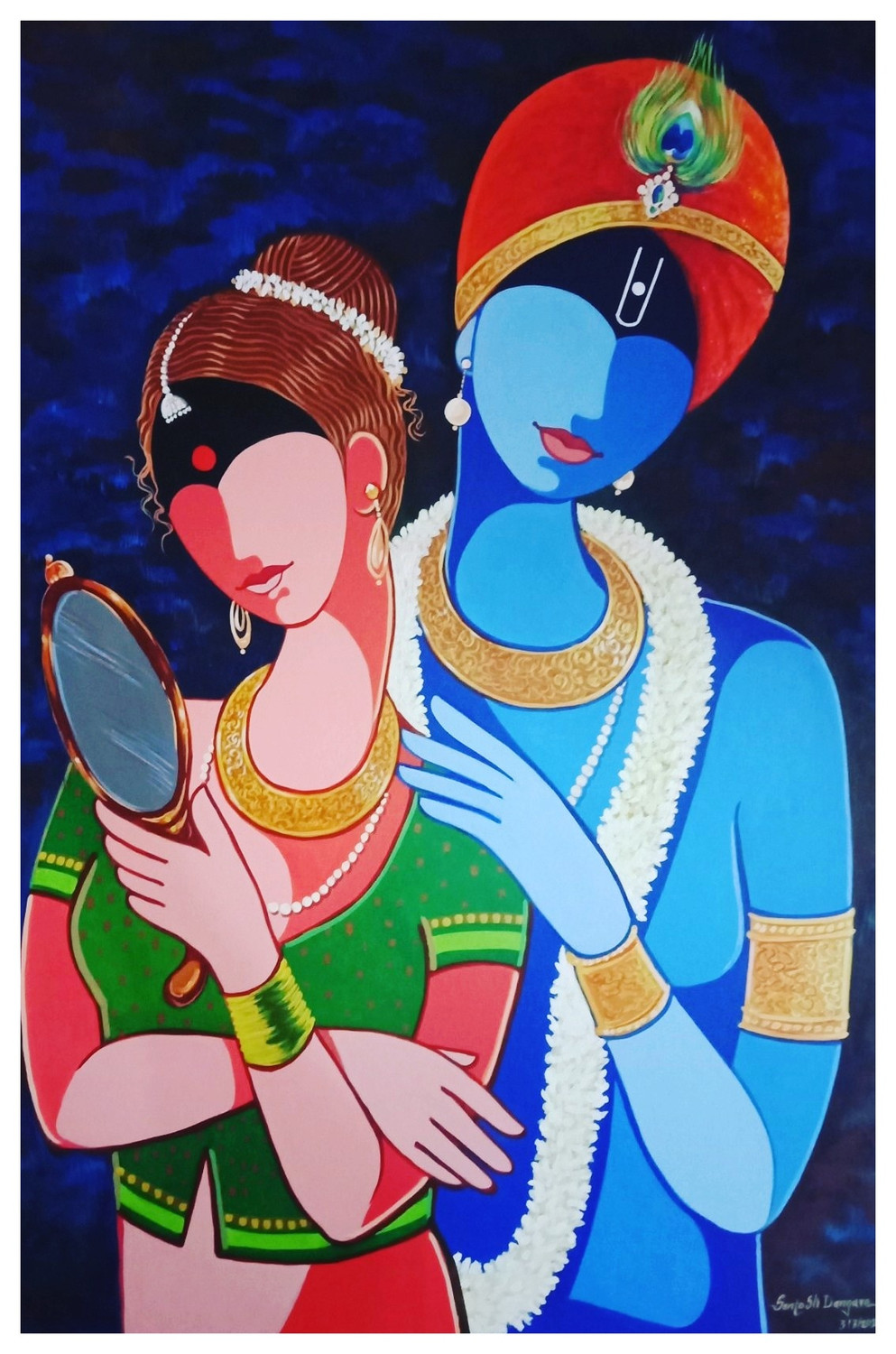 Art Prints Unknown Artist Krishnan and Radha with Thamburu Buy art print  India Innu Art Gallery