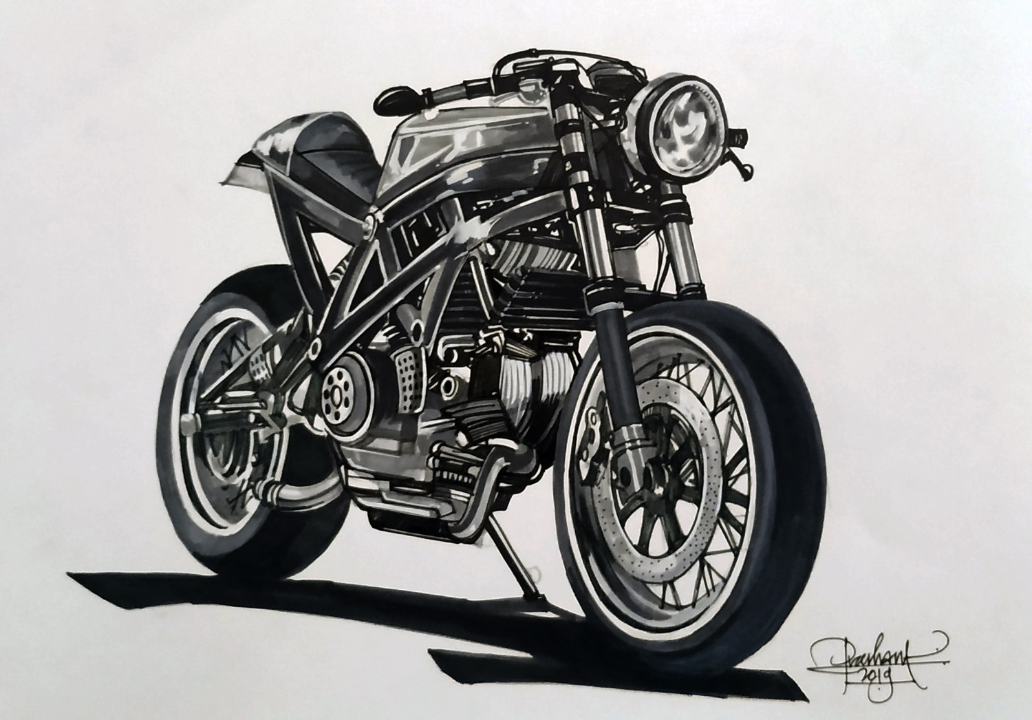 Pencil Sketch Of Bike - Desi Painters