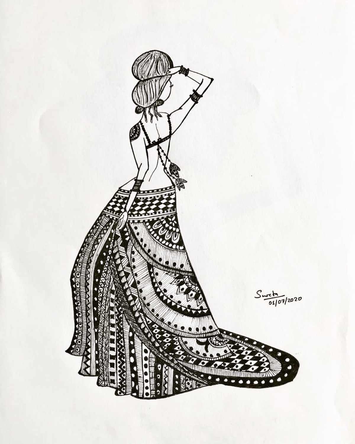 fashion_sketch beautiful bridel outfit lenhga choli design by #shivani  Sagar# | Fashion illustration sketches dresses, Fashion design books, Dress  design sketches